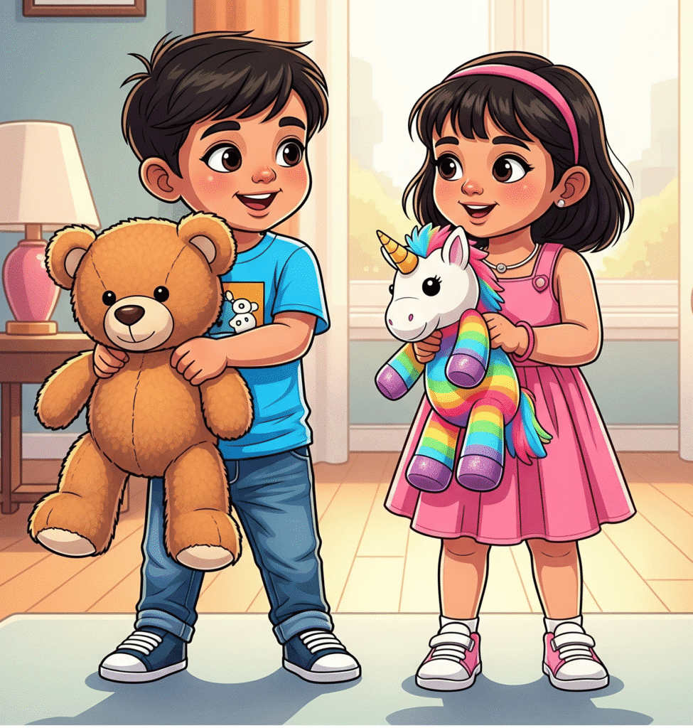 kids with Stuffed toys