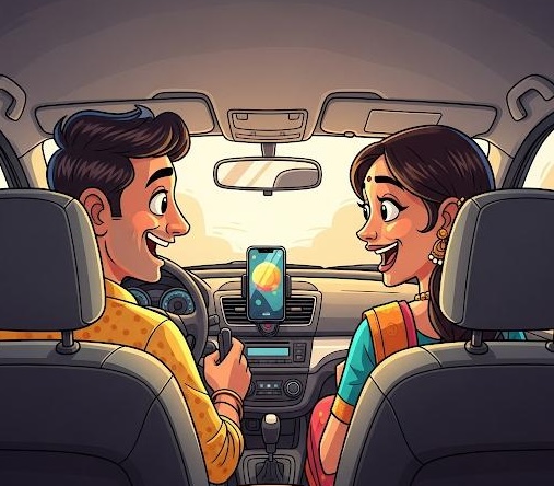 phone holder in car with couple