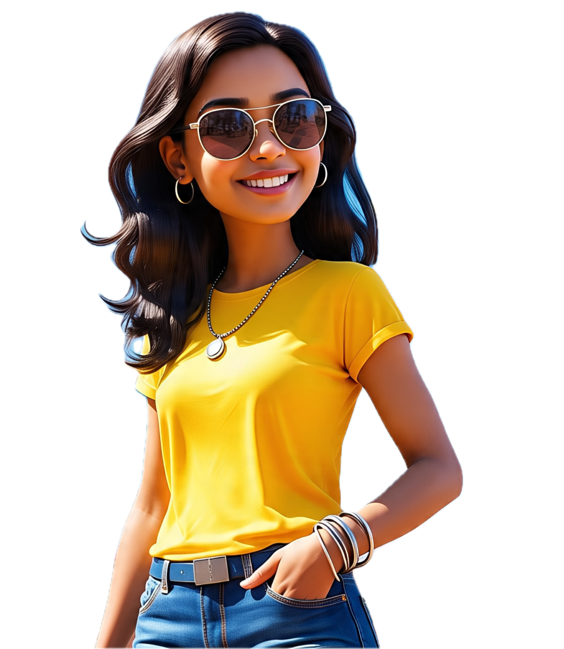 Woman/girl showing off her new glasses